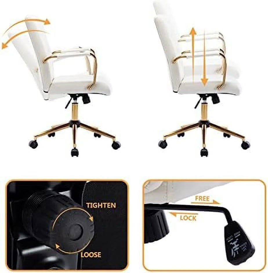 White PU Leather Office Chair with Wheels M66853