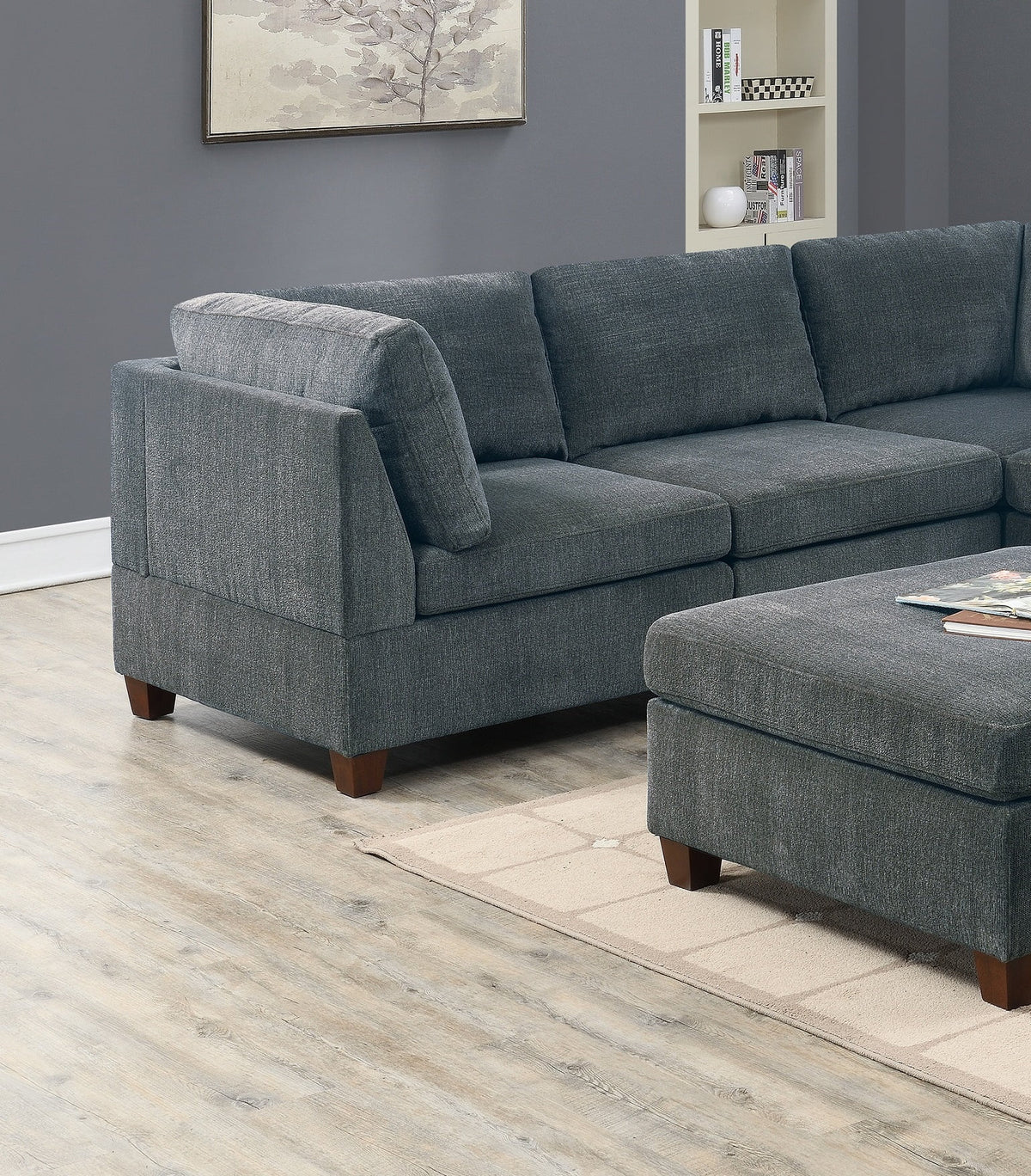 Grey Chenille Modular Sectional 6pc Set I3593