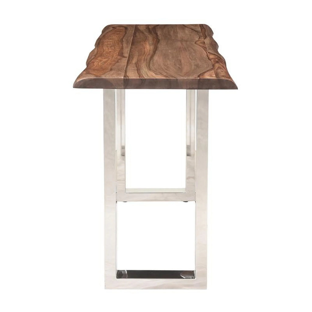 Wood Console Table with Brown Top Chrome Base E452797