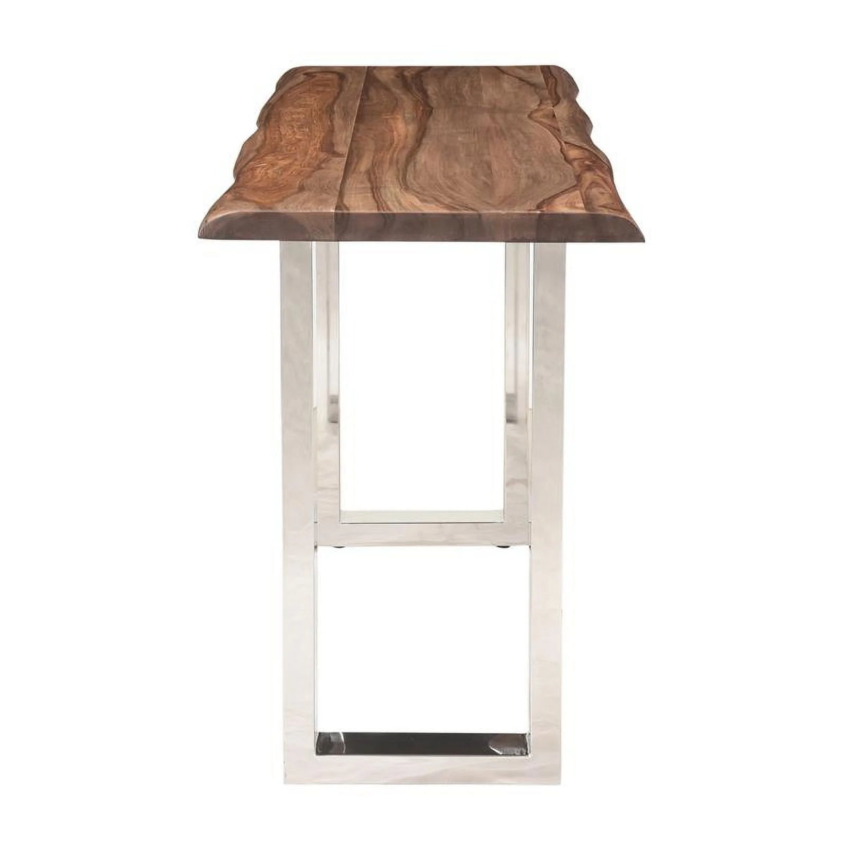Wood Console Table with Brown Top Chrome Base E452797