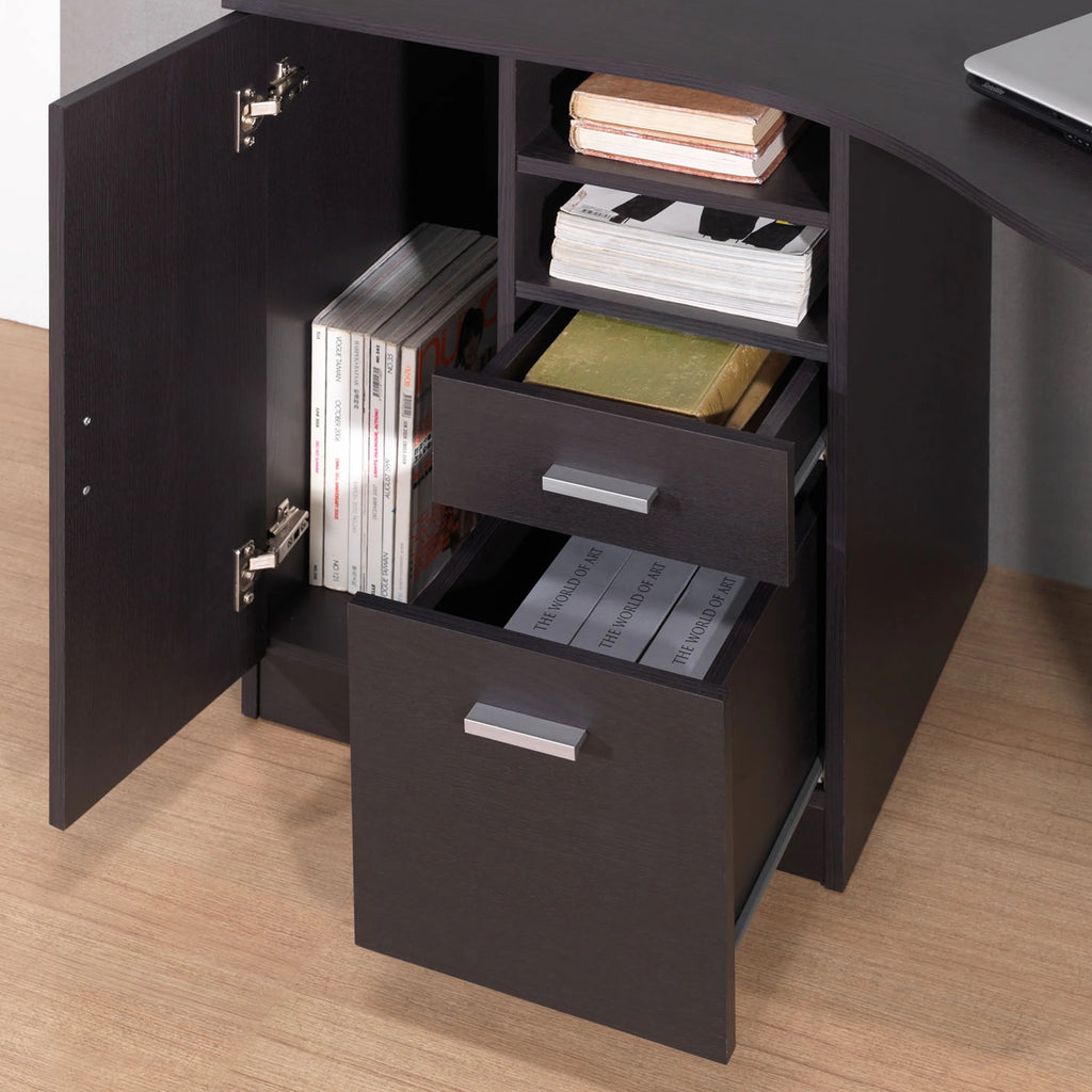 Classic Office Desk with Storage, Espresso E278473