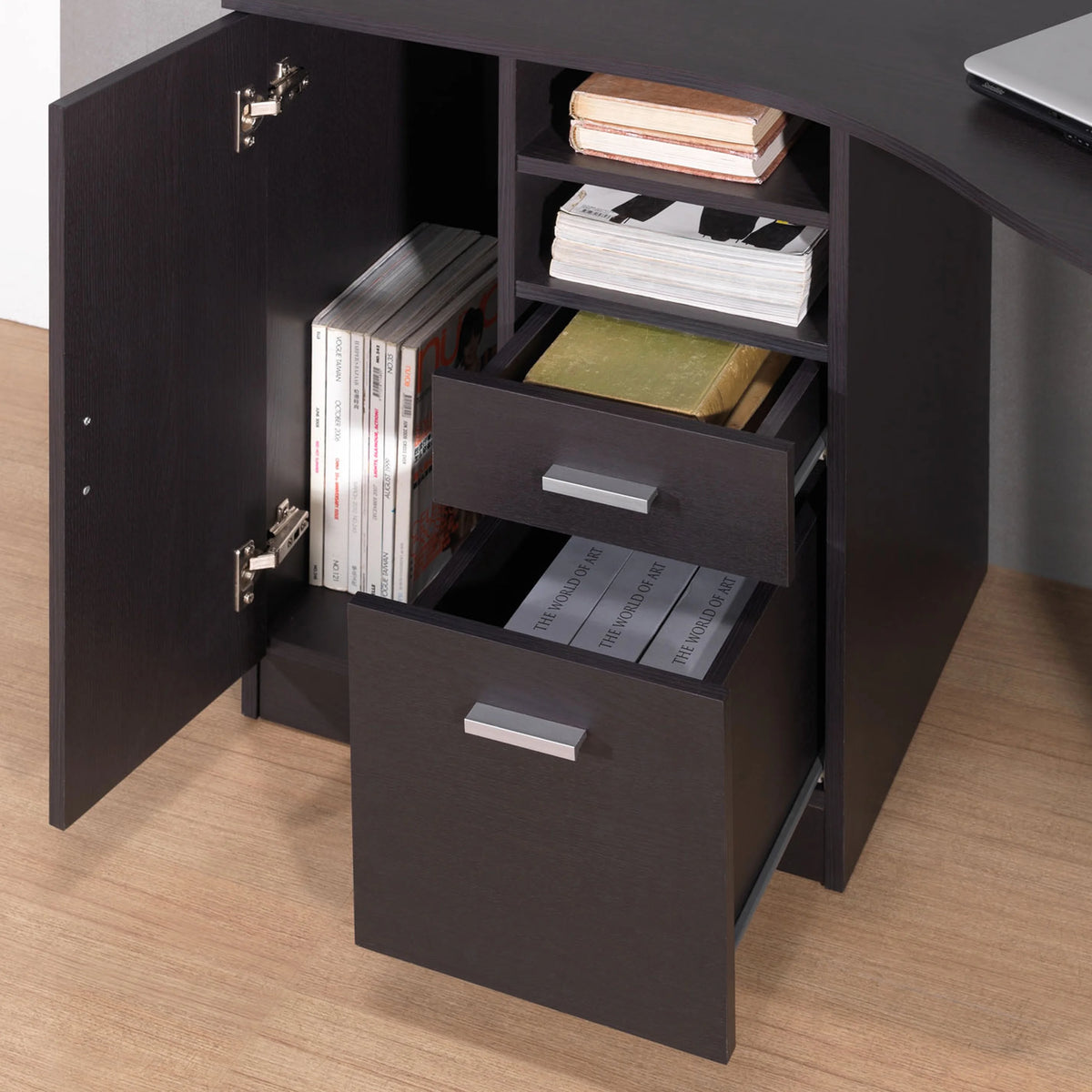 Classic Office Desk with Storage, Espresso E278473