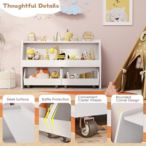 2 Tier Toy Storage Organizer with Movable Bins D703206