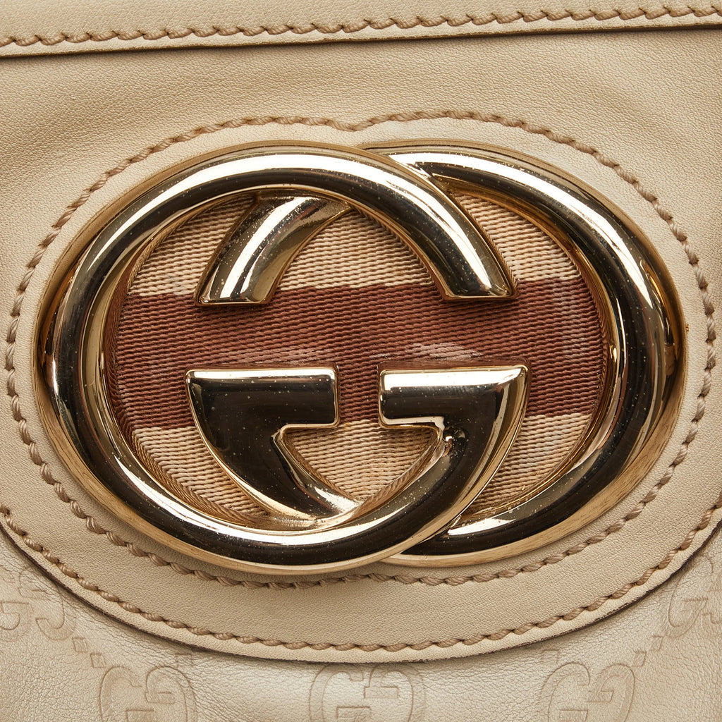 White Calf Leather Boston Bag G35466
