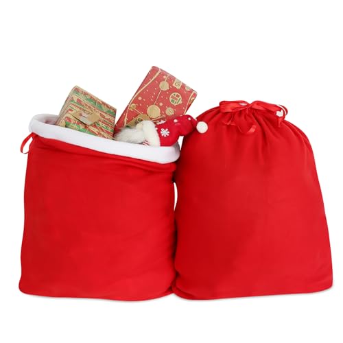 2Pcs Christmas Velvet Bags with Drawstring H32295