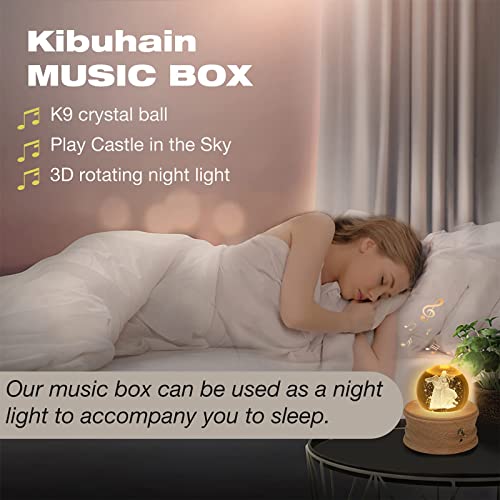3D Crystal Ball Music Box with LED Light and Rotating Wooden Base L781