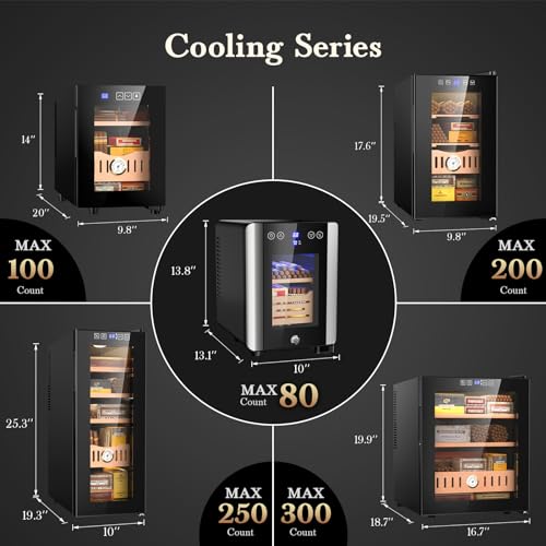 8L Electric Humidor with Lock, 80 Counts Cooling Temperature Control H388085