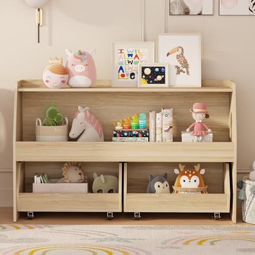 2 Tier Toy Storage Organizer with Movable Bins D703206