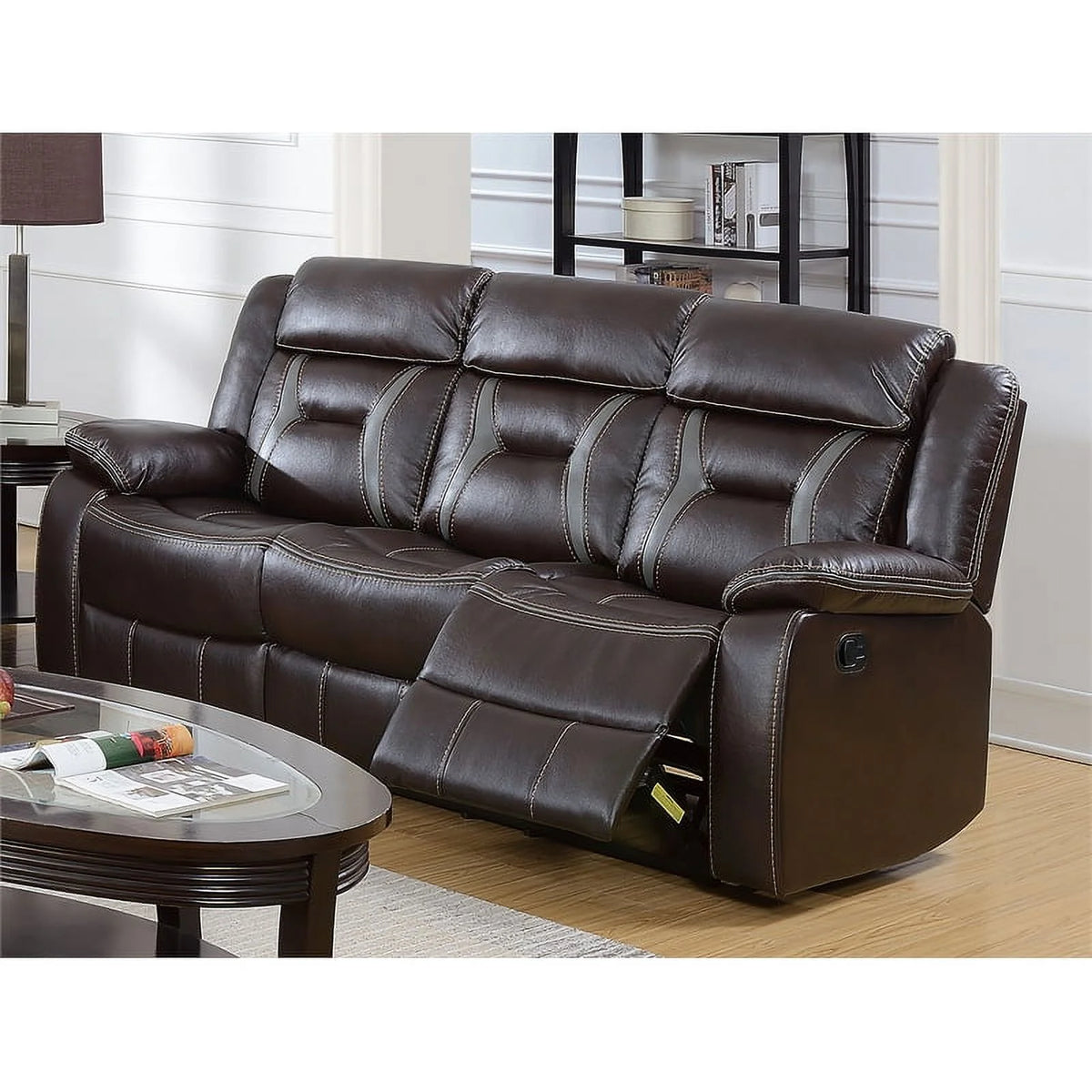 Dark Brown Leatherette Recliner Sofa I796219