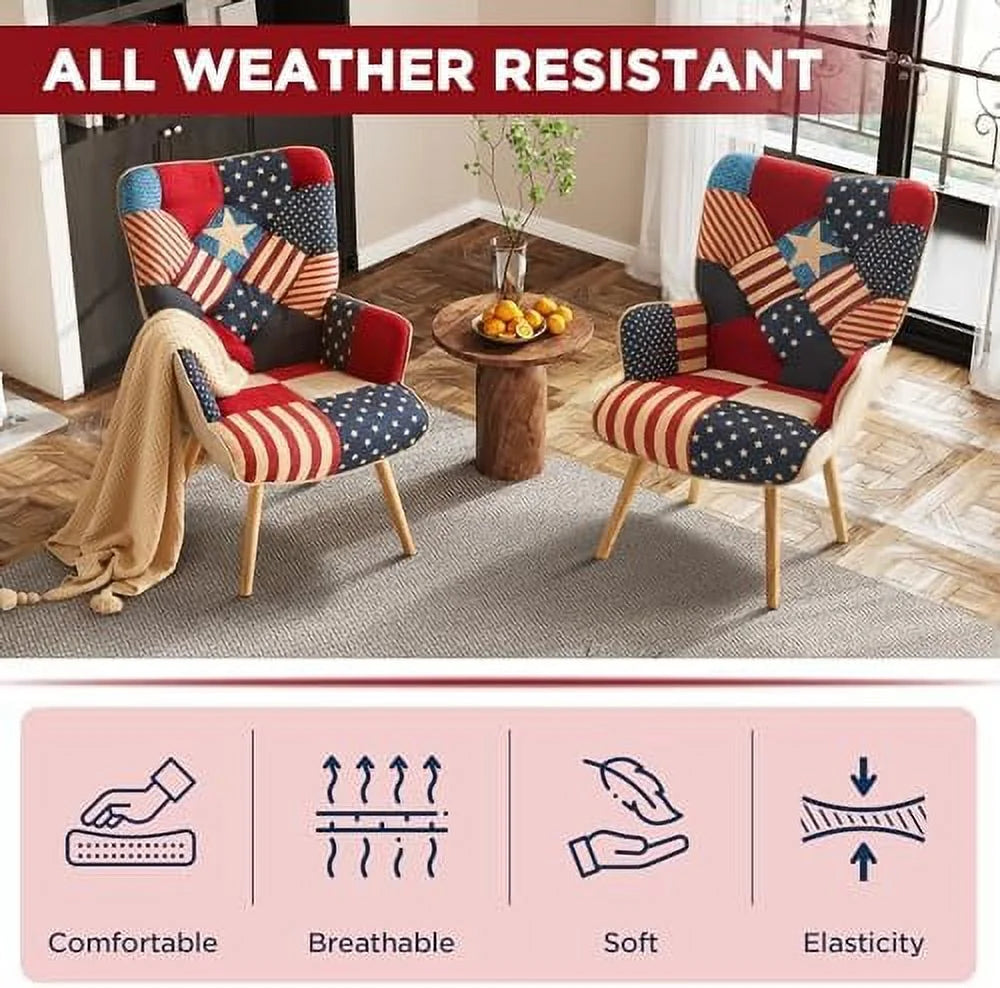 Accent Chair High Back Armchair Linen Fabric Solid Wood P8288