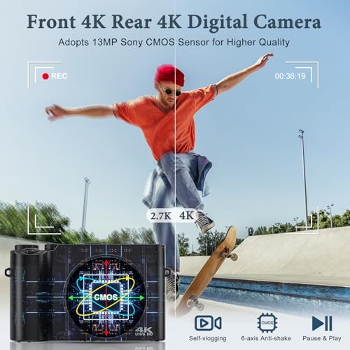 4K Digital Camera, 64MP Autofocus Anti-Shake 16X Zoom C61824