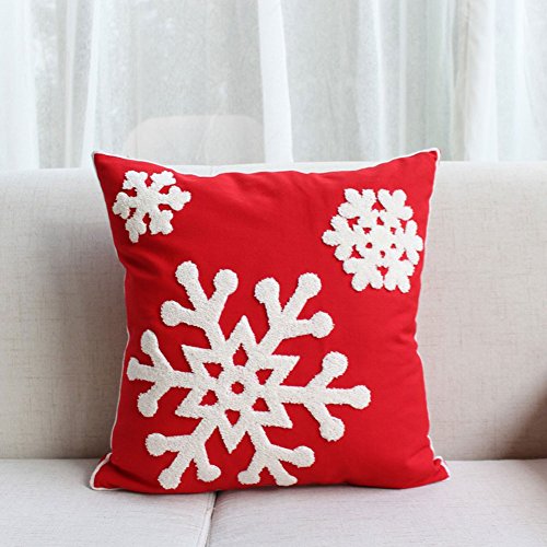 18x18 Soft Canvas Snowflake Embroidery Throw Pillow Covers with Invisible Zipper, 1 Pair, White N68235