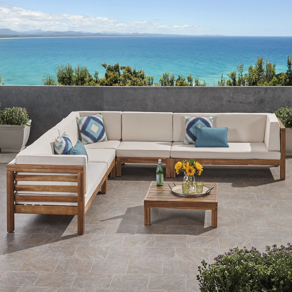 7 Seater Acacia Wood Sectional Sofa Set M42580