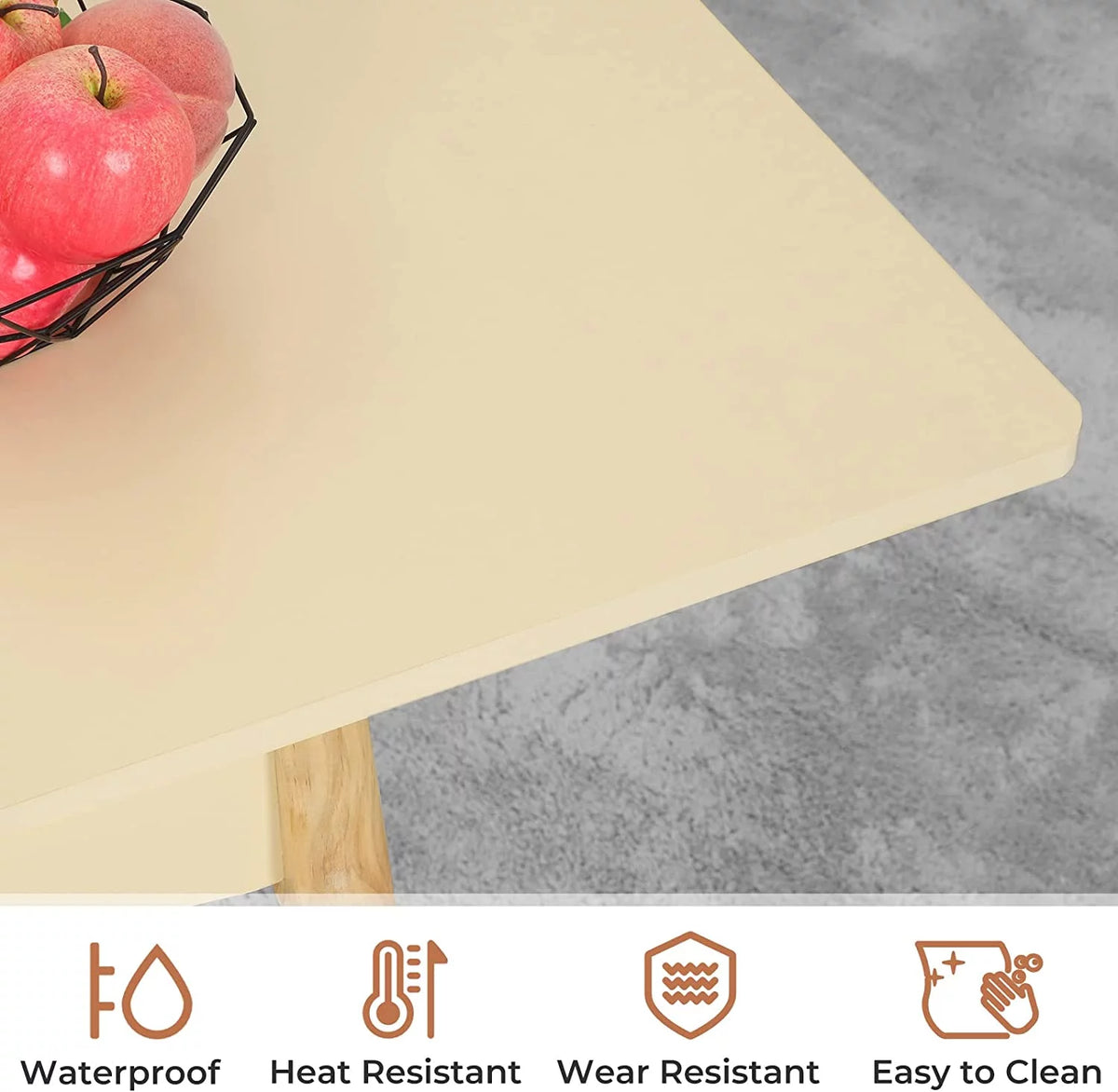 Folding Dining Table with Hidden Storage, Beige Y890723