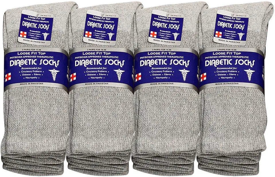 Diabetic Crew Socks 3 6 or 12-Pack T41878