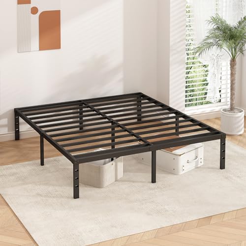 18 Inch Tall Black Metal Platform Twin Size Bed Frame F1262