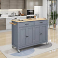 Gray Kitchen Island Cart with Wood Top and Locking Wheels C3274