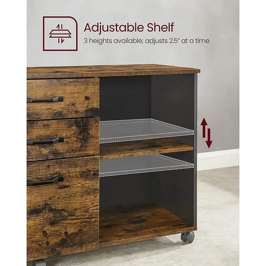 3 Drawer File Cabinet with Open Storage Shelves U79671