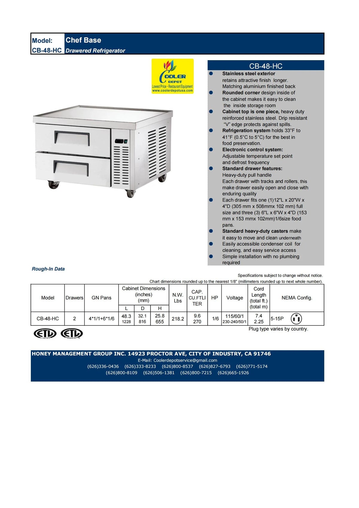 48" Stainless Steel Refrigerator Q30944