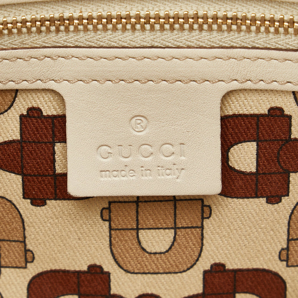 White Calf Leather Boston Bag G35466