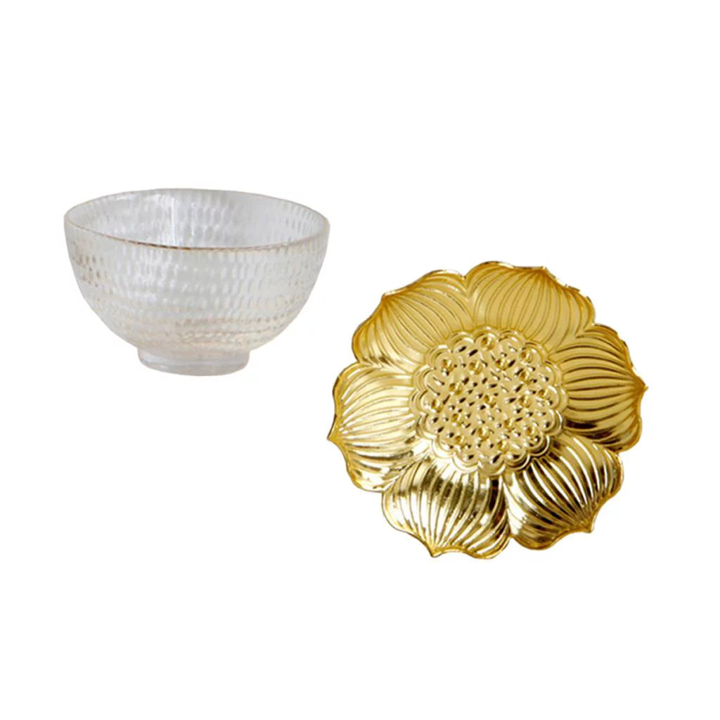 Glass Tea Cup Alloy Saucer Set X57921