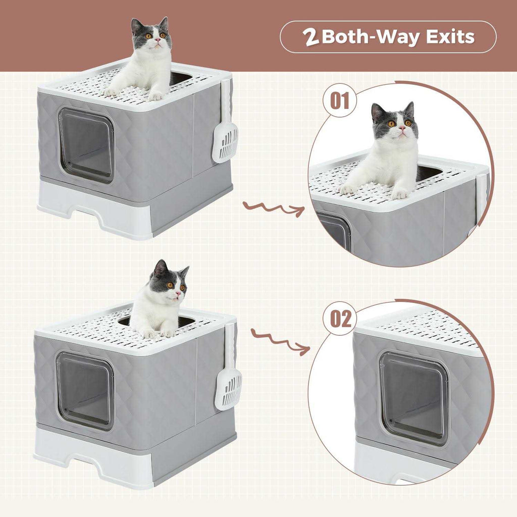 Enclosed 2 Ways Anti-splash Cat Litter Box K89199