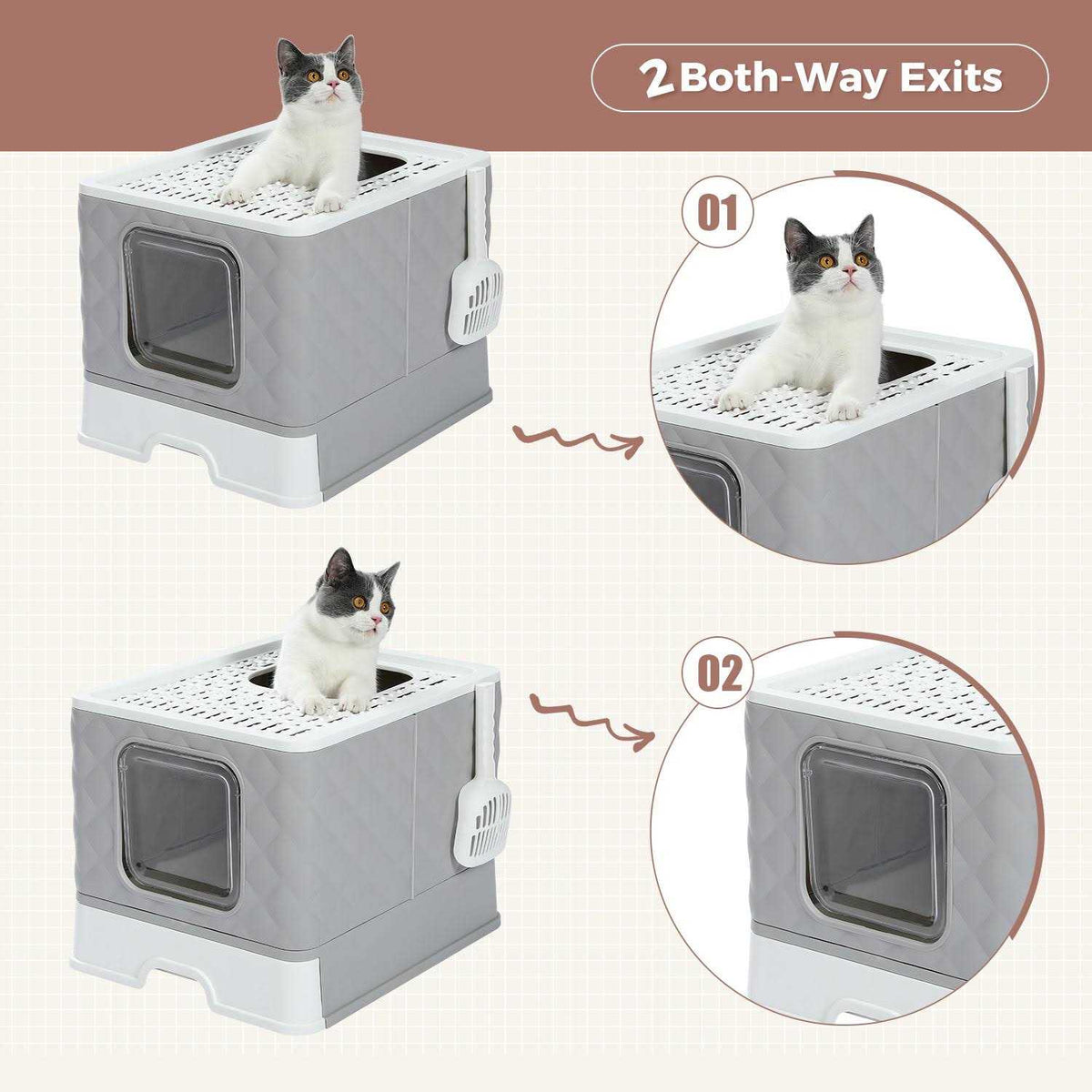 Enclosed 2 Ways Anti-splash Cat Litter Box K89199