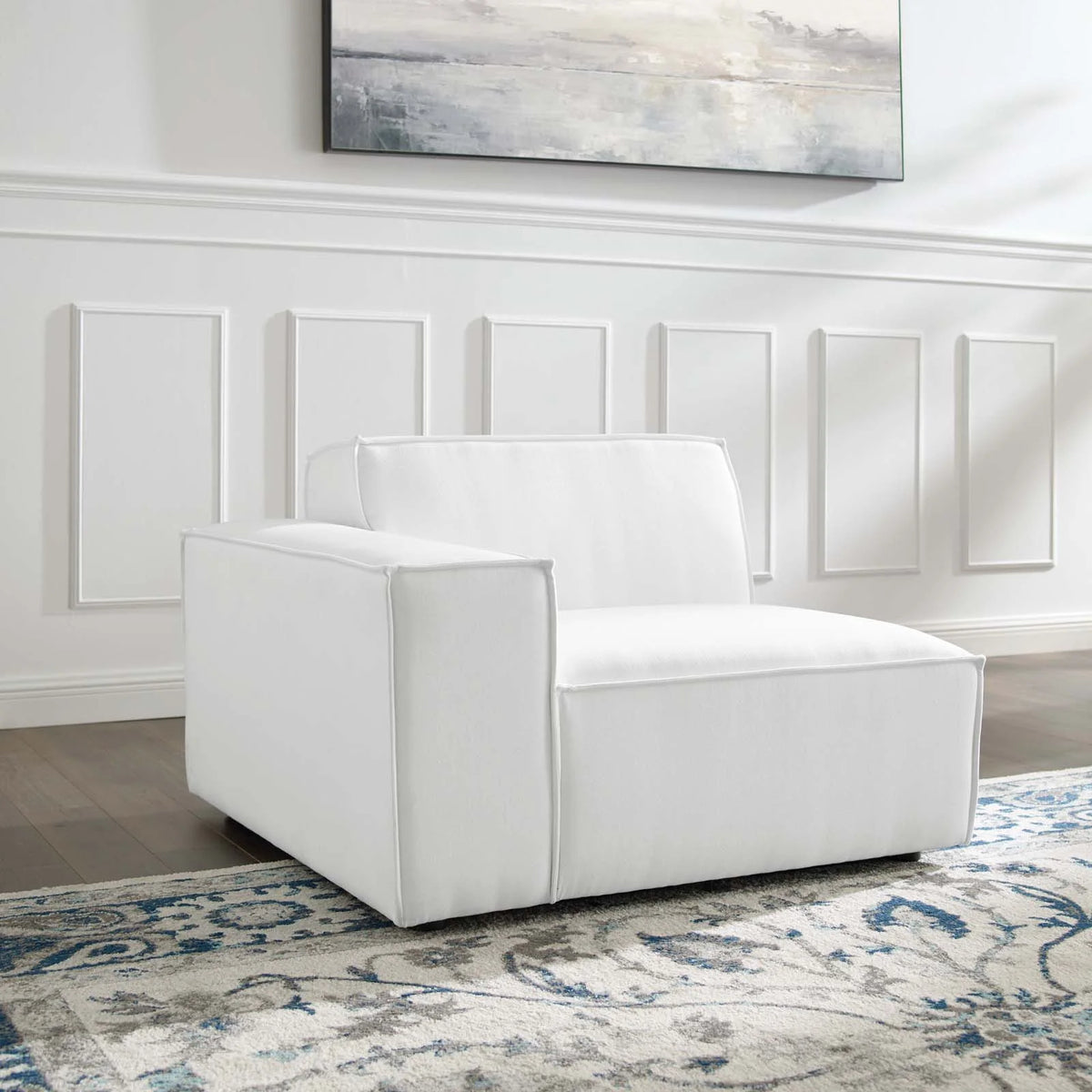 White Right-Arm Sectional Sofa Chair E3135