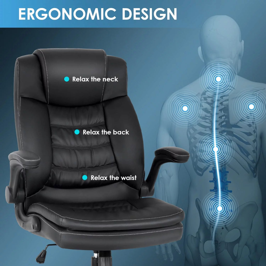 Black Ergonomic High Back PU Leather Office Chair with Lumbar Support V500105