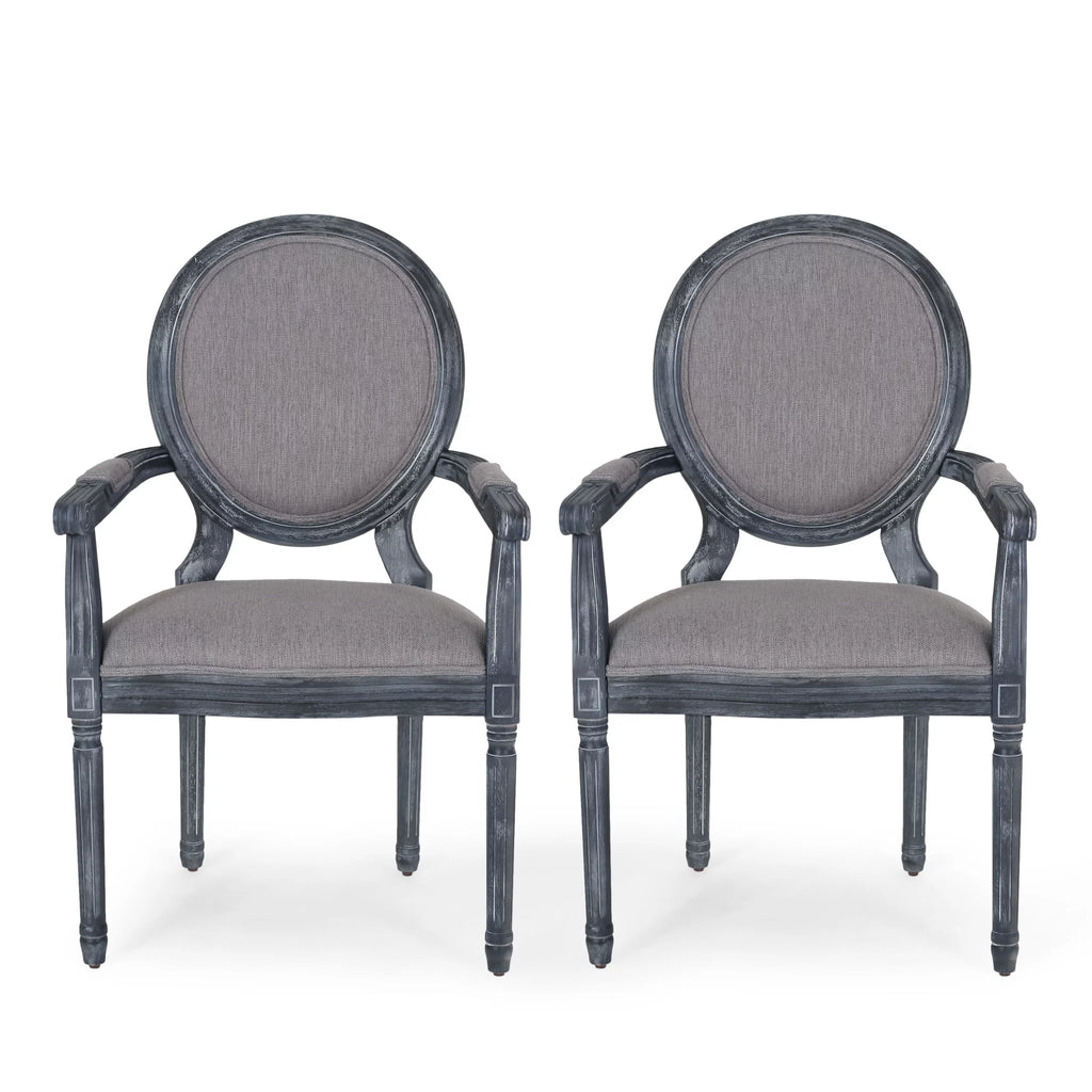 Fabric Upholstered Wood Dining Chairs, Set of 2, Gray H353634