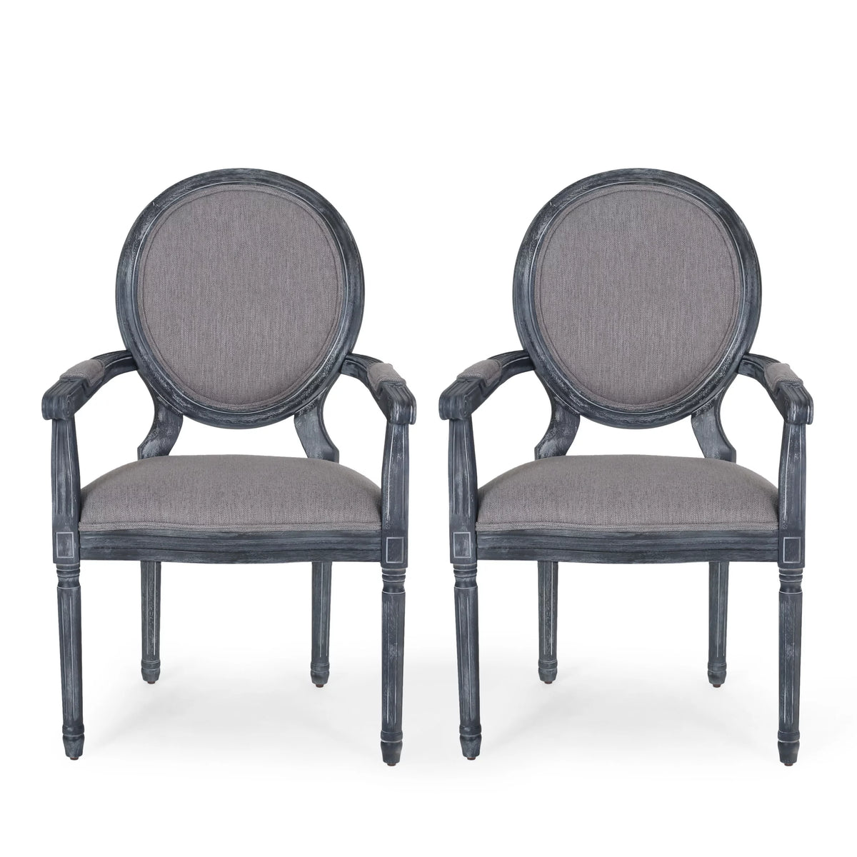 Fabric Upholstered Wood Dining Chairs, Set of 2, Gray H353634