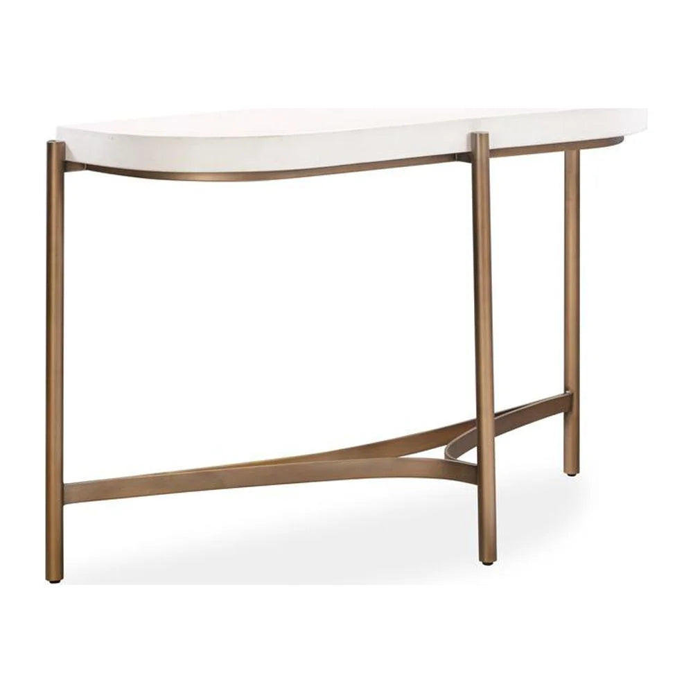White Concrete and Metal Console Table Q9199