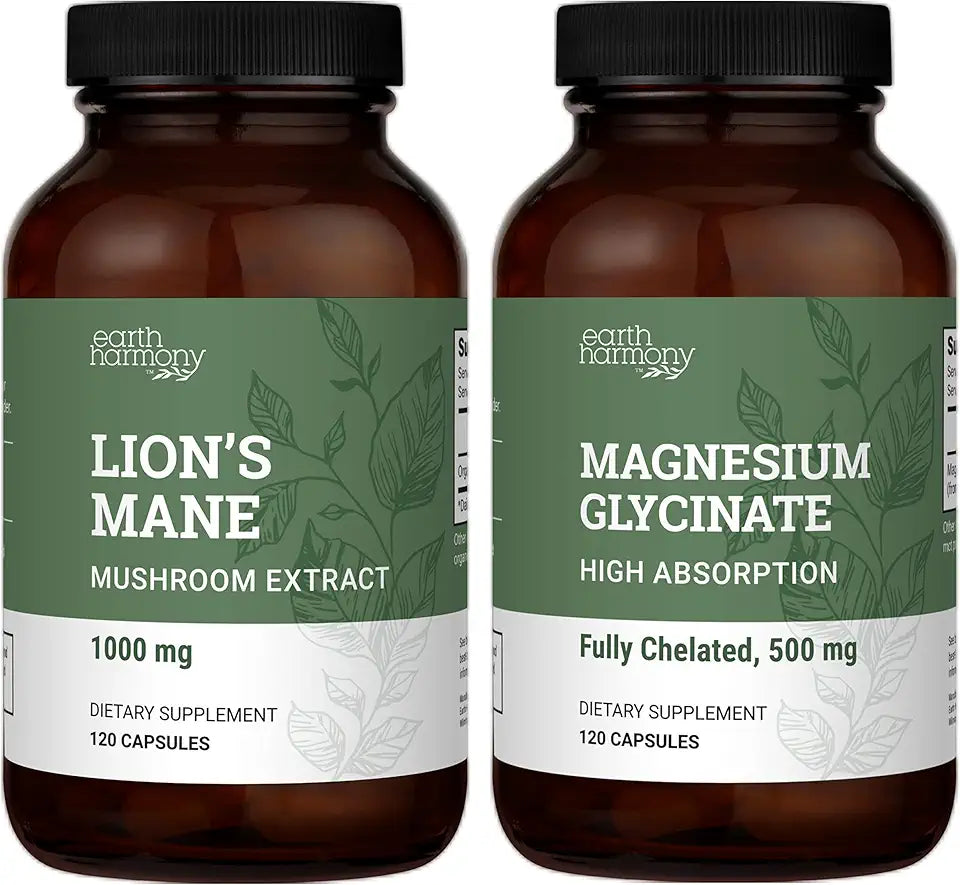 Magnesium Glycinate 500mg & Lion's Mane 120 Capsules O457885