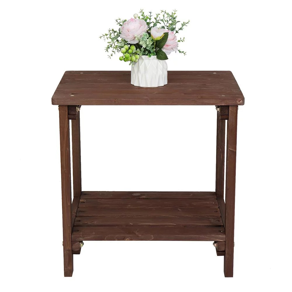 Light Brown 2 Tiers Wooden Side Table G382