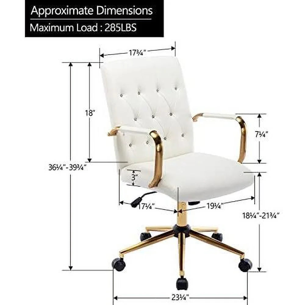 White PU Leather Office Chair with Wheels M66853