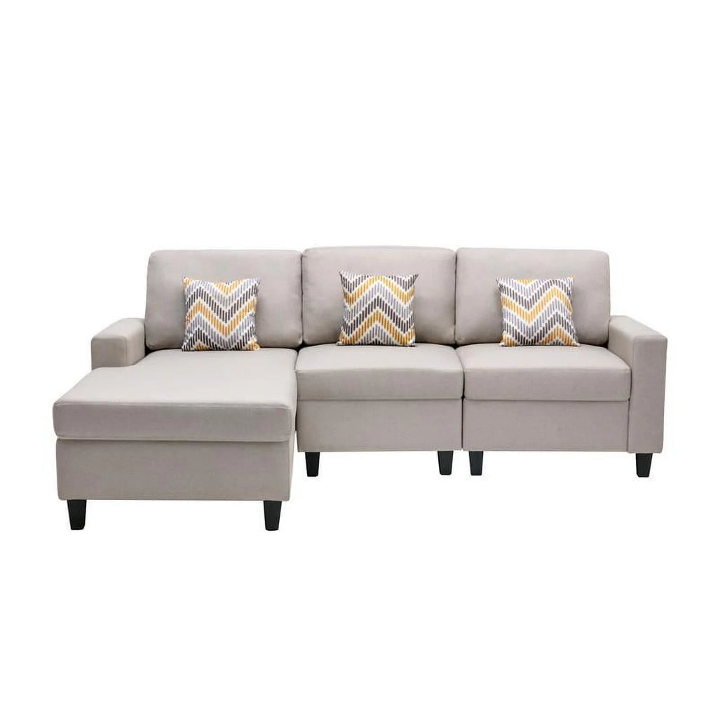 Beige Fabric Reversible Sectional Sofa Chaise N115