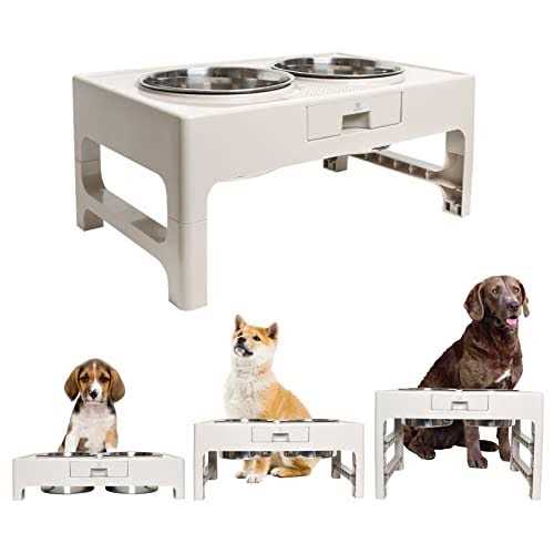 Stainless Steel Elevated Dog Bowls with Adjustable Stand I1790