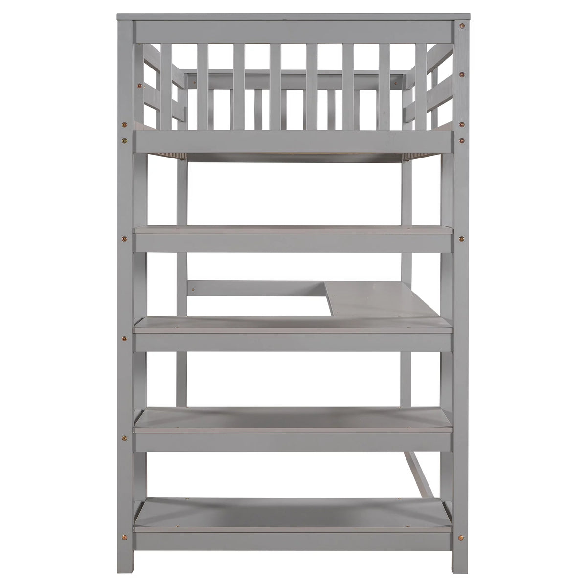 Twin Size Loft Bed with Built-in Desk and Shelves A44105