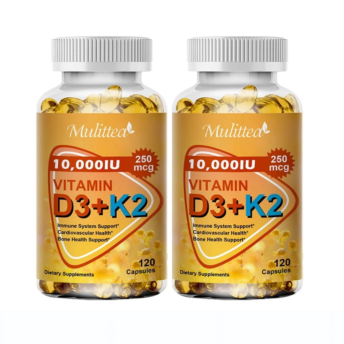Vitamin K2 (MK7) with D3 10,000 IU 120 Capsules Pack of 2 L702
