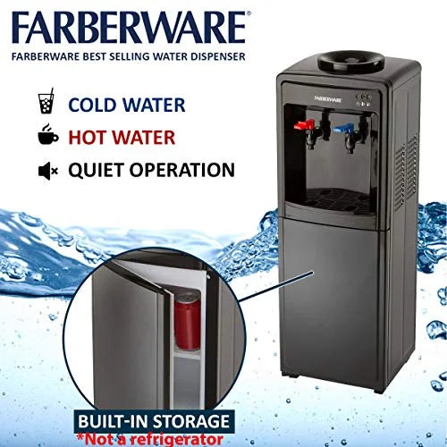 Black Freestanding Hot and Cold Water Cooler Dispenser J67807