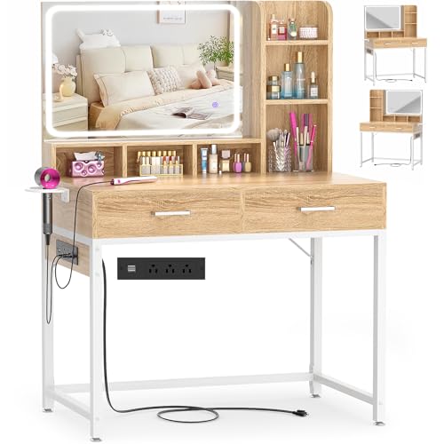 Black Vanity Desk with Mirror and Drawers I804