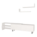 72 Inch White Wood TV Console with Storage 3 Piece Set R548