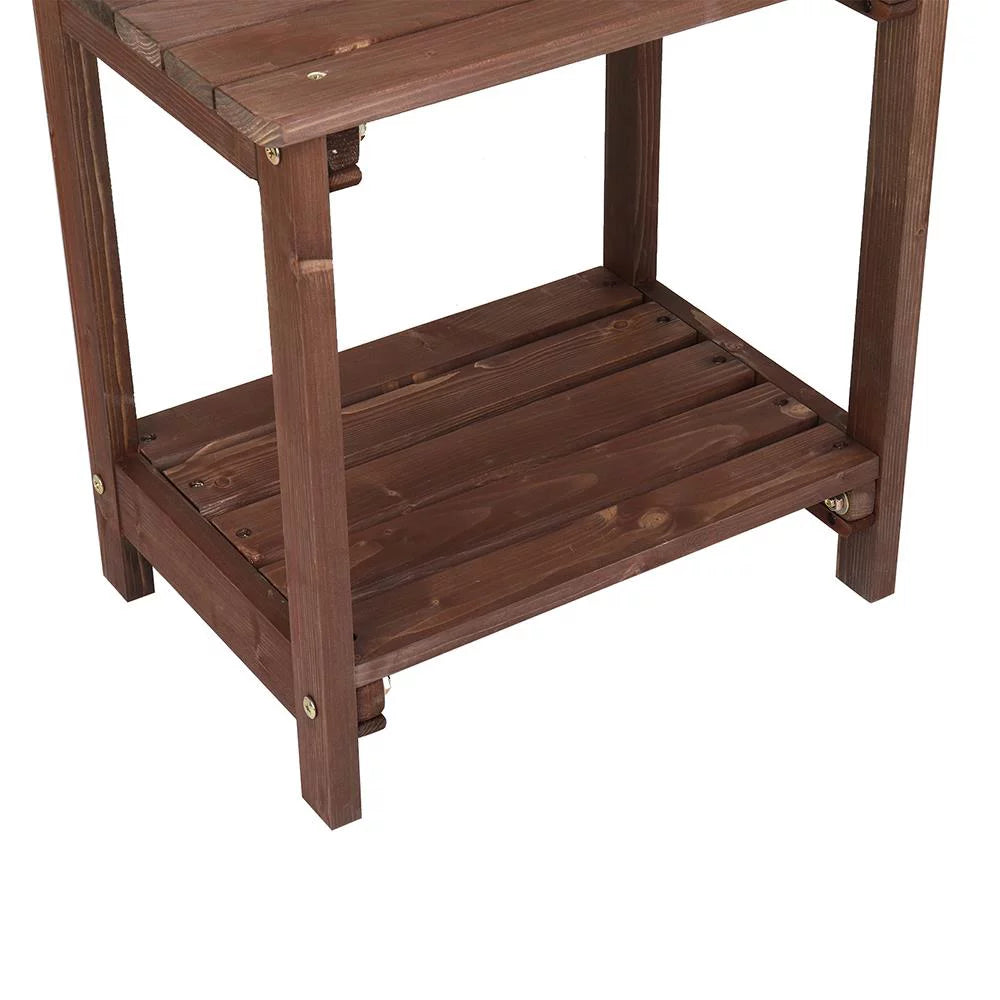 Light Brown 2 Tiers Wooden Side Table G382
