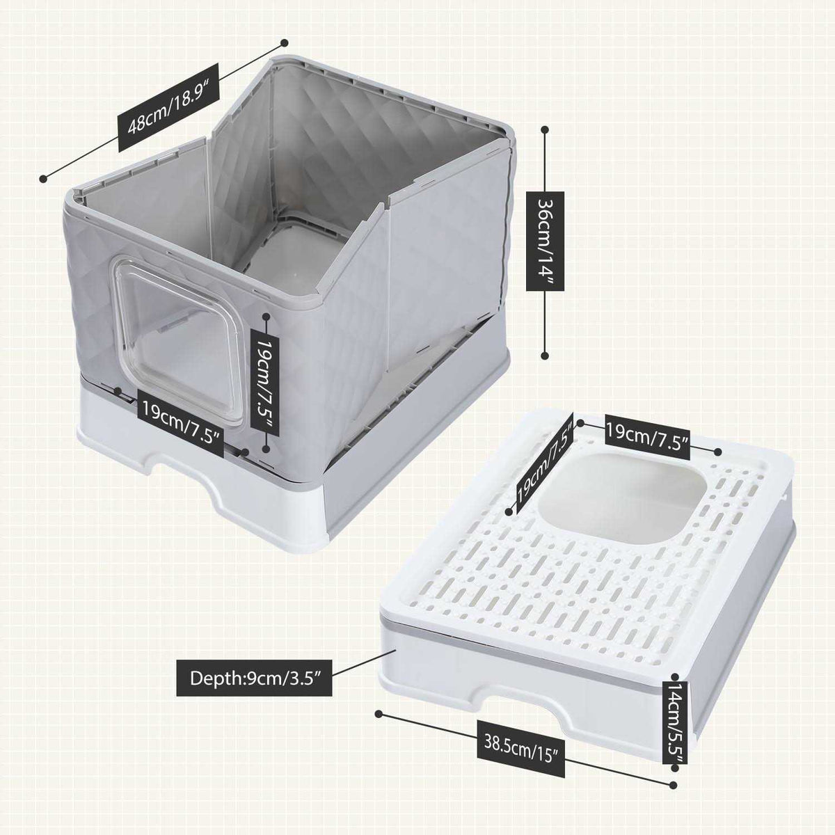 Enclosed 2 Ways Anti-splash Cat Litter Box K89199
