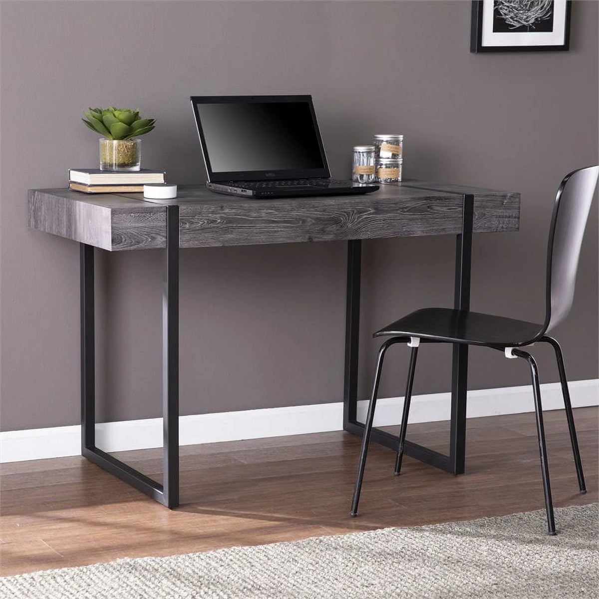 Black Engineered Wood Writing Desk O32542