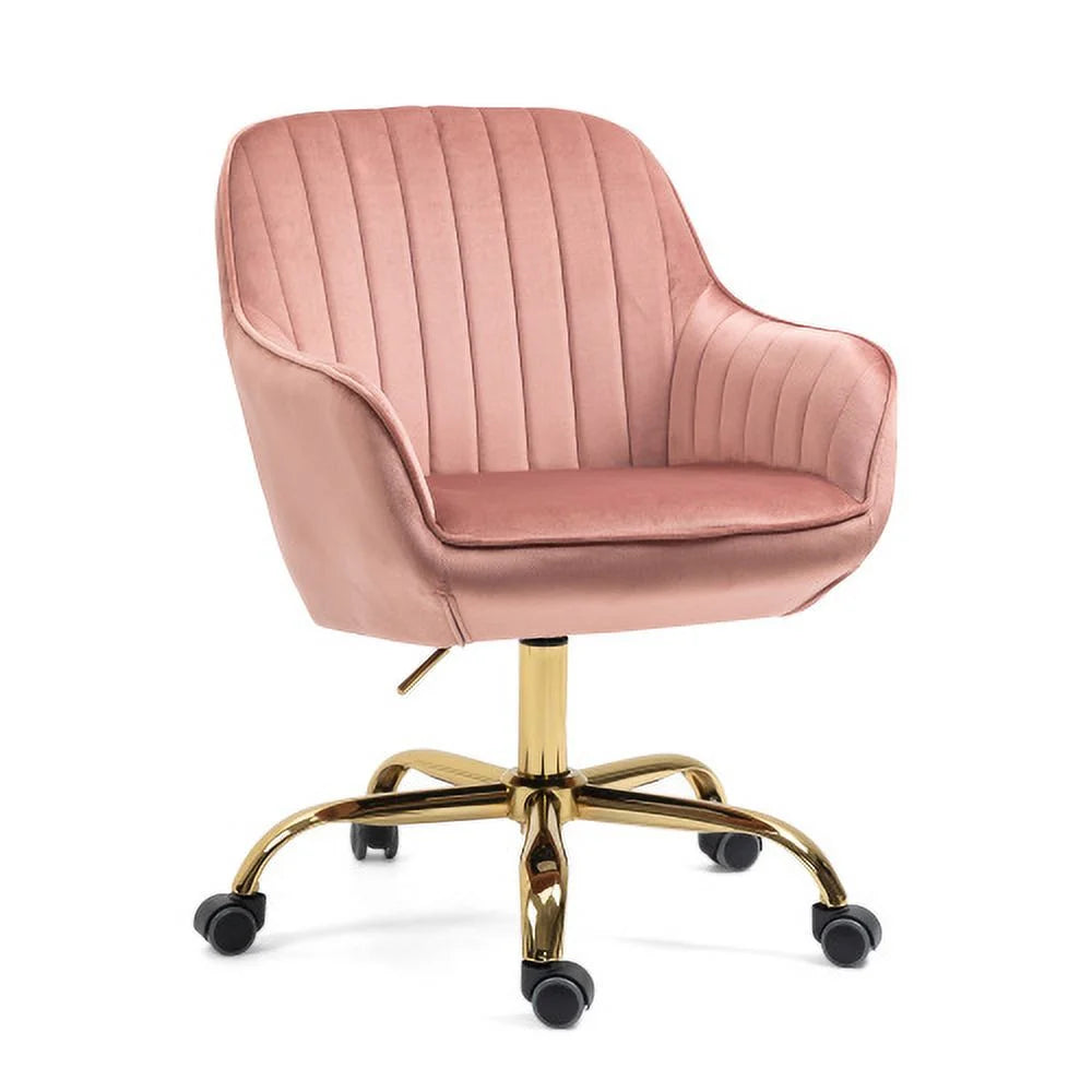 Pink Velvet Swivel Chair with High Back K136480