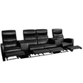 Black 4 Seat Reclining Theater Seating with Cup Holders D317535