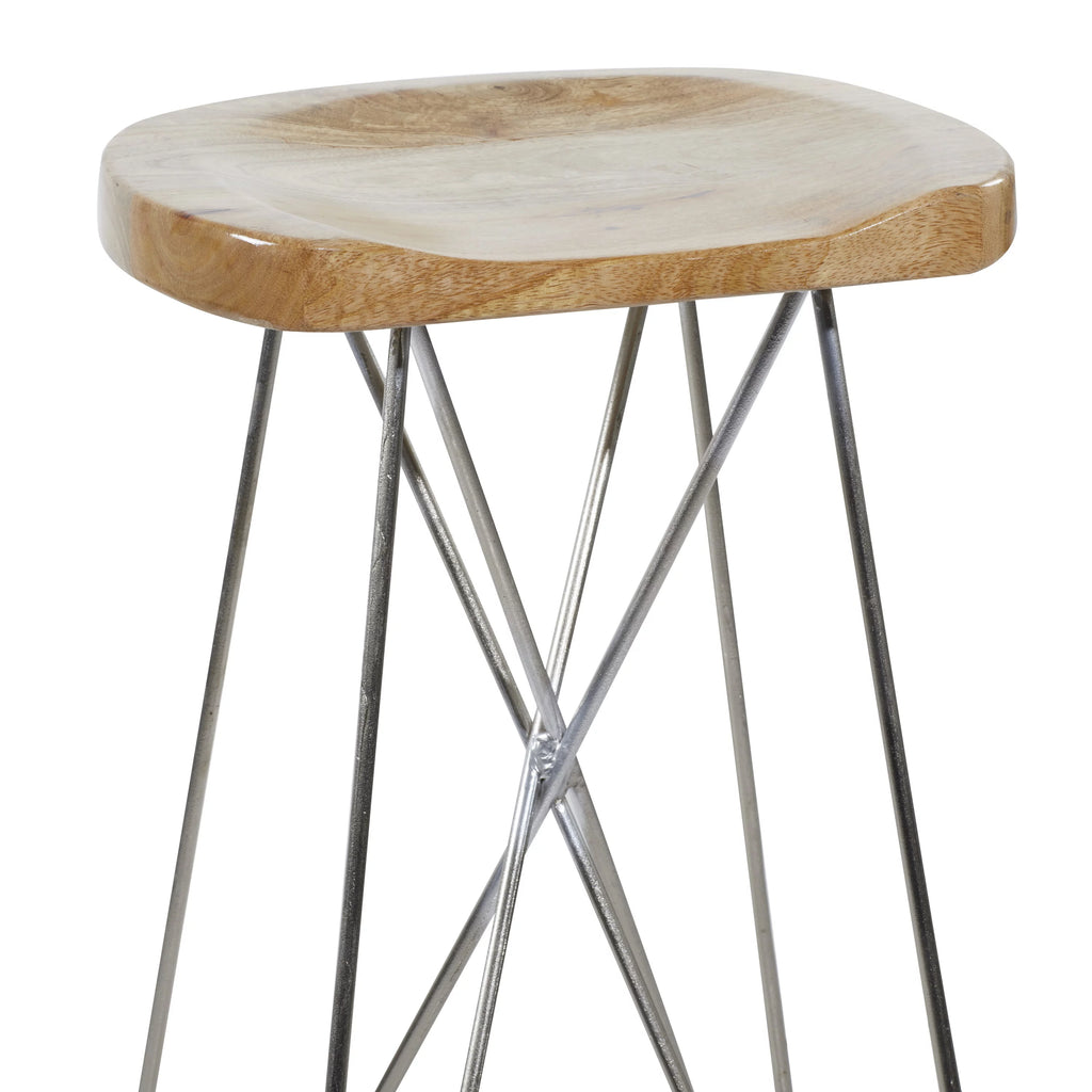 Brown Mango Wood Bar Stool L9962