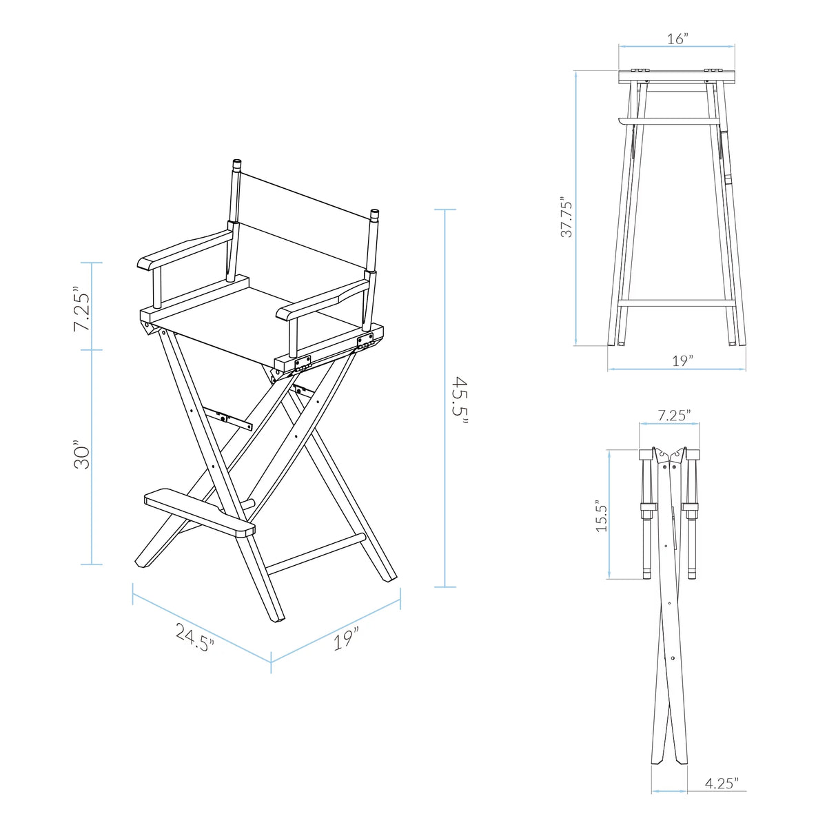 30 in. Hardwoods Bar Height Directors Chair A5094