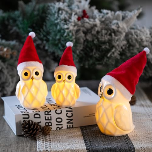 3 Pcs White Ceramic Christmas Village Houses B6929